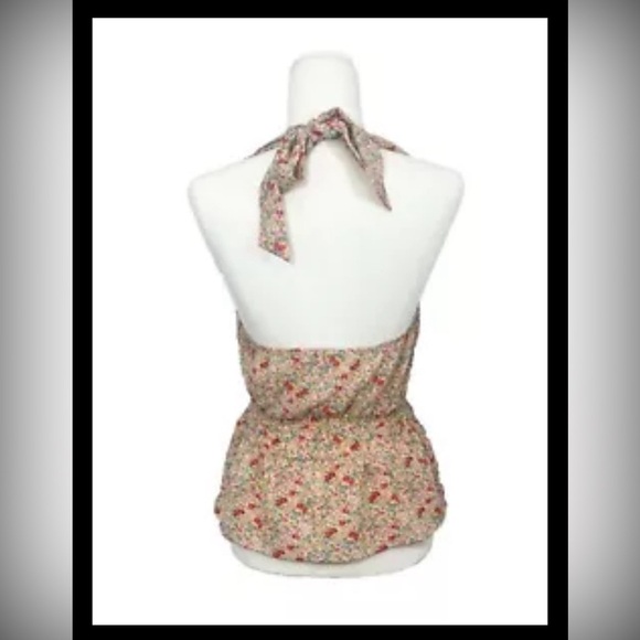 MONTEAU | Floral Halter Top Cinched Waist Size Small - Picture 2 of 4